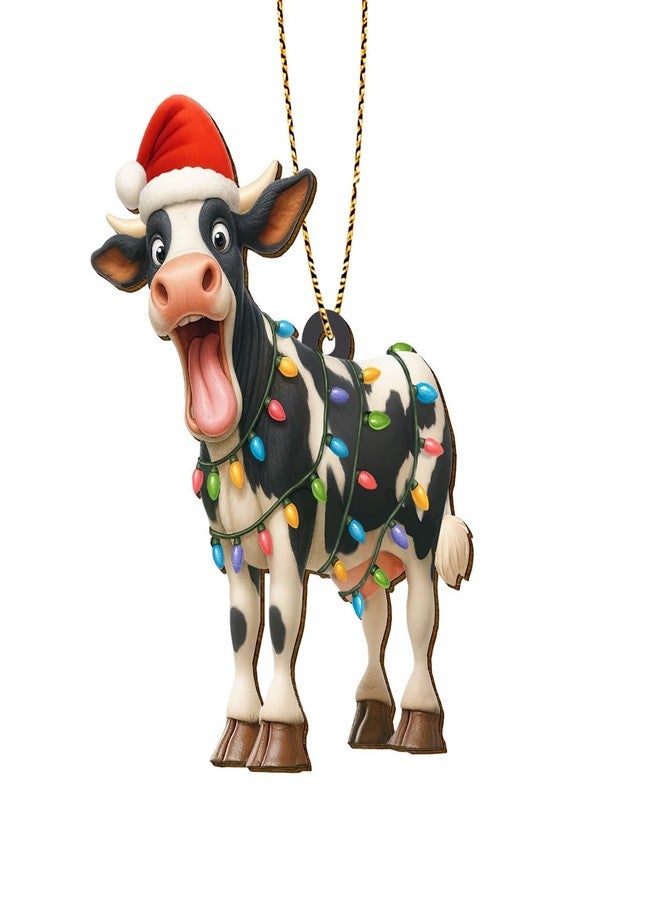 GENANY Dairy Cow Christmas Ornament, Farmhouse Hanging Ornaments 2025, Wooden Keepsake, Christmas Funny Gifts for Men Women, Cow Themed Tree Decorations - Image 1